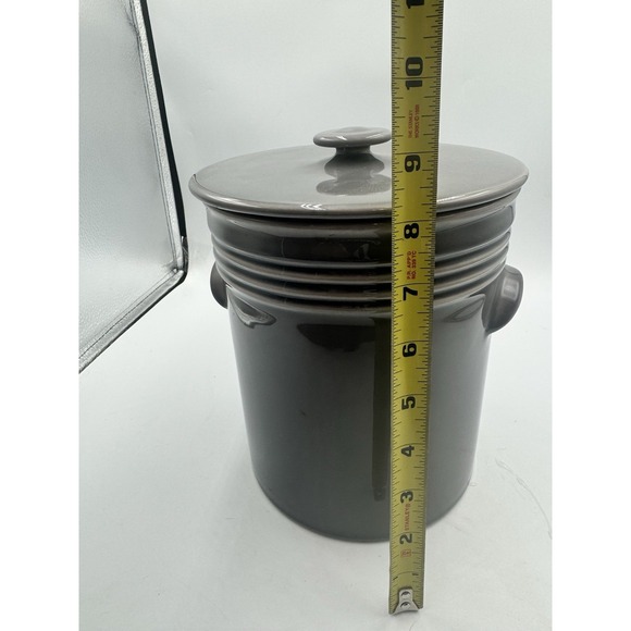 Large Ceramic Storage Canister Jar Gray with Lid Kitchen Countertop Decor - Picture 12 of 13